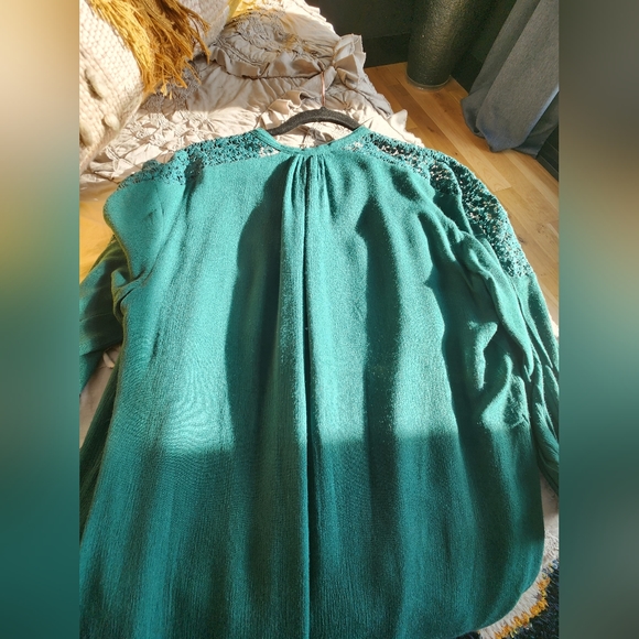 Saks Fifth Avenue Alexia Admore Green Dress Sz S mini midi classic boho lace - Picture 8 of 8